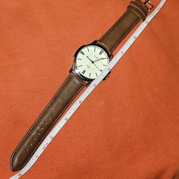 Yazole 332 Luxury Men's Business Quartz Watch Brown Leather Band 3 Hands Silver - Picture 10 of 10